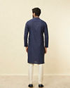 Manyavar Men Navy Blue Diamond Patterned Kurta Set