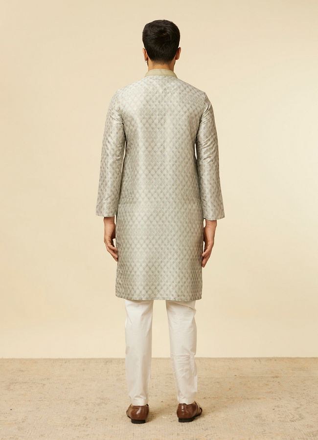 Manyavar Men Pista Green Buta Printed Kurta Set