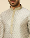 alt message - Manyavar Men Pista Green Buta Printed Kurta Set image number 1