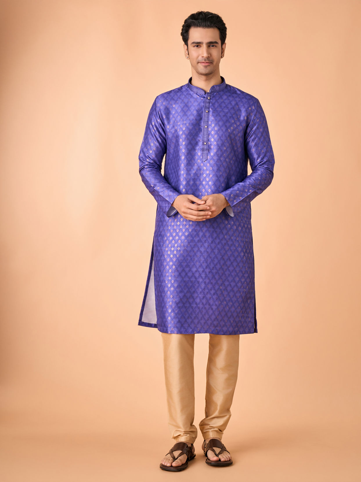 Manyavar Men Regal Purple Elegance Kurta Pajama