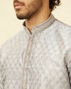 alt message - Manyavar Men Blue Grey Buta Printed Kurta Set image number 1