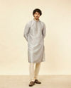 alt message - Manyavar Men Blue Grey Buta Printed Kurta Set image number 2