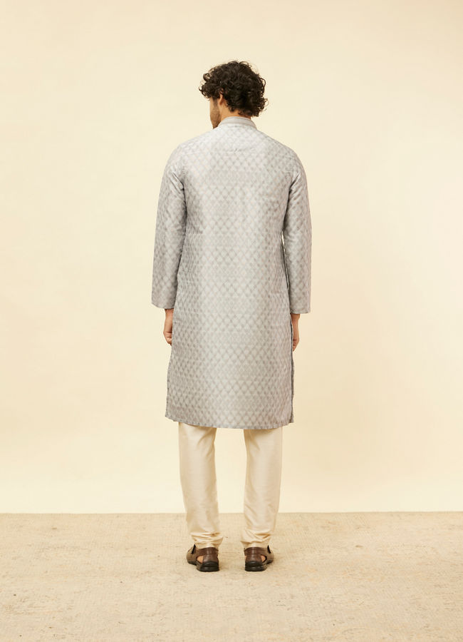 Manyavar Men Blue Grey Buta Printed Kurta Set