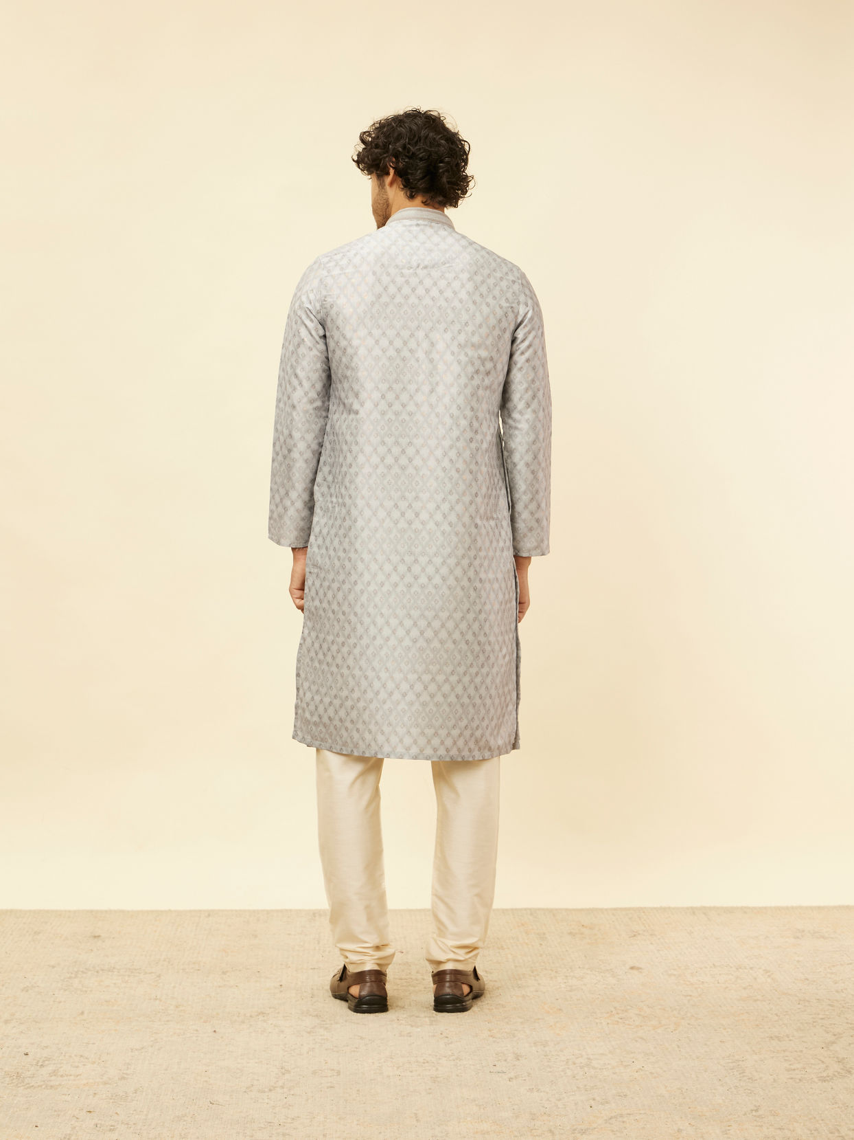 Manyavar Men Blue Grey Buta Printed Kurta Set