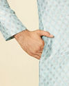 Manyavar Men Aqua Green Grid Patterned Kurta Set