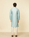 Manyavar Men Aqua Green Grid Patterned Kurta Set