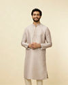 alt message - Manyavar Men Lilac Buta Printed Kurta Set image number 0