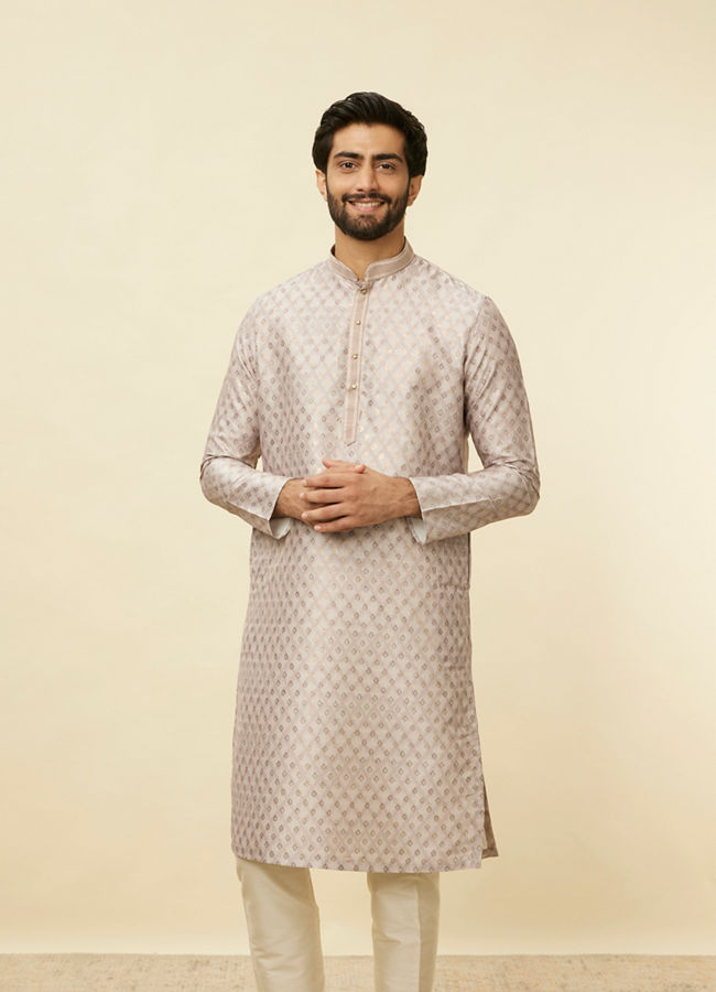 alt message - Manyavar Men Lilac Buta Printed Kurta Set image number 0