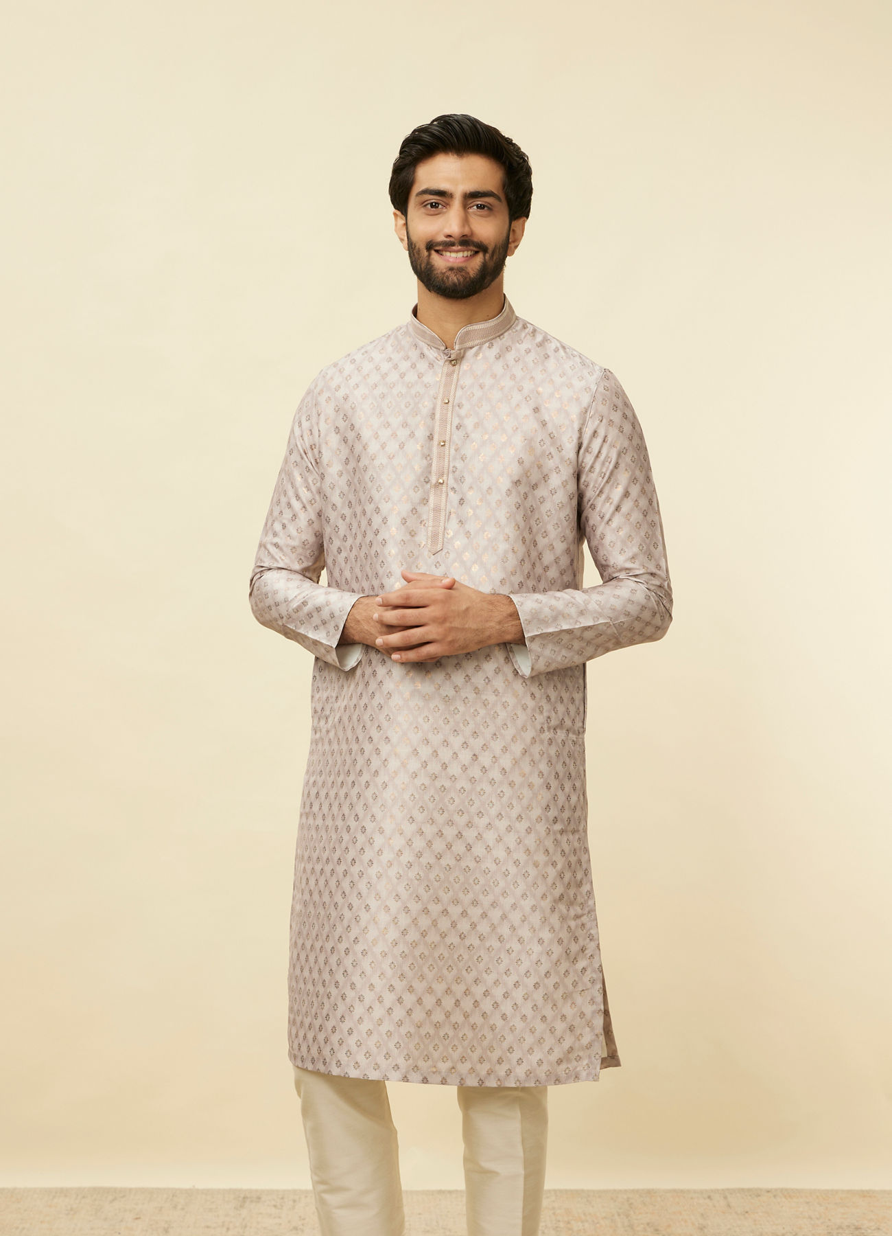 Manyavar Men Lilac Buta Printed Kurta Set