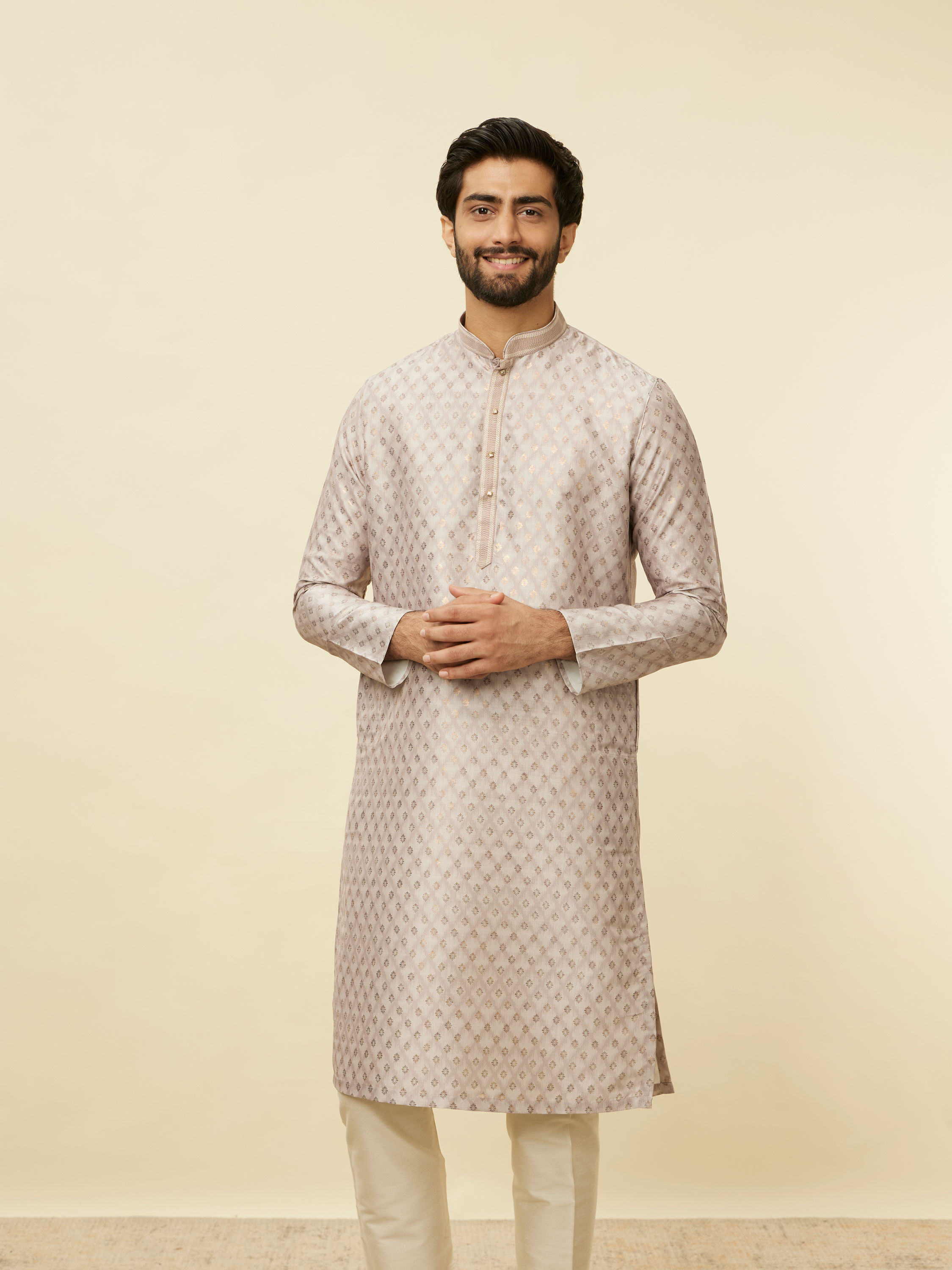 Manyavar Men Lilac Buta Printed Kurta Set