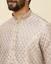 alt message - Manyavar Men Lilac Buta Printed Kurta Set image number 1