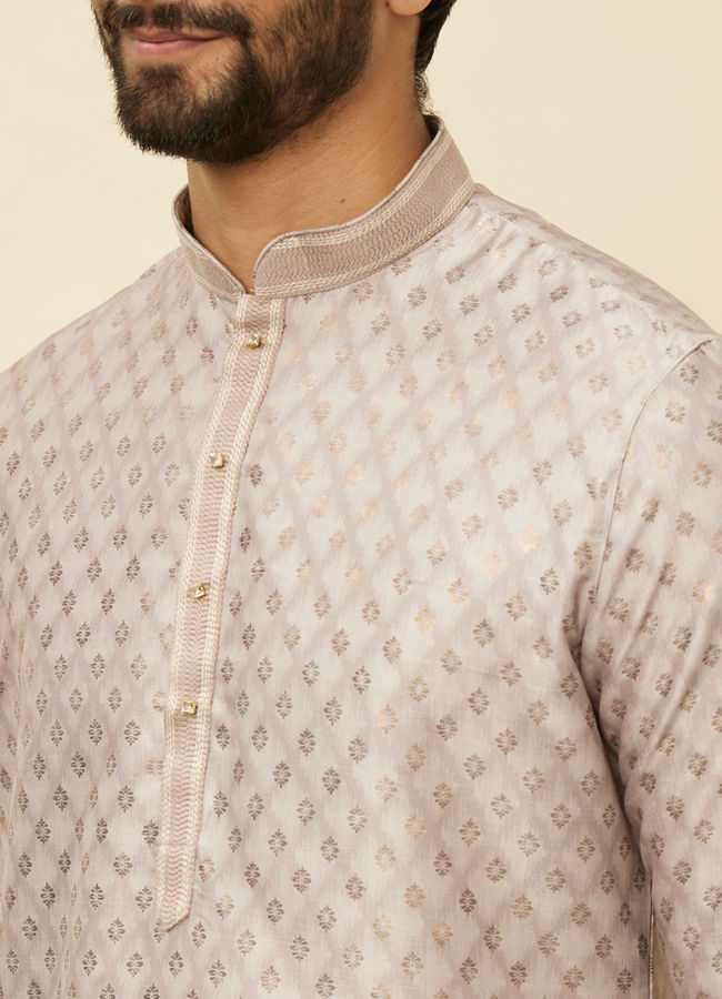 alt message - Manyavar Men Lilac Buta Printed Kurta Set image number 1