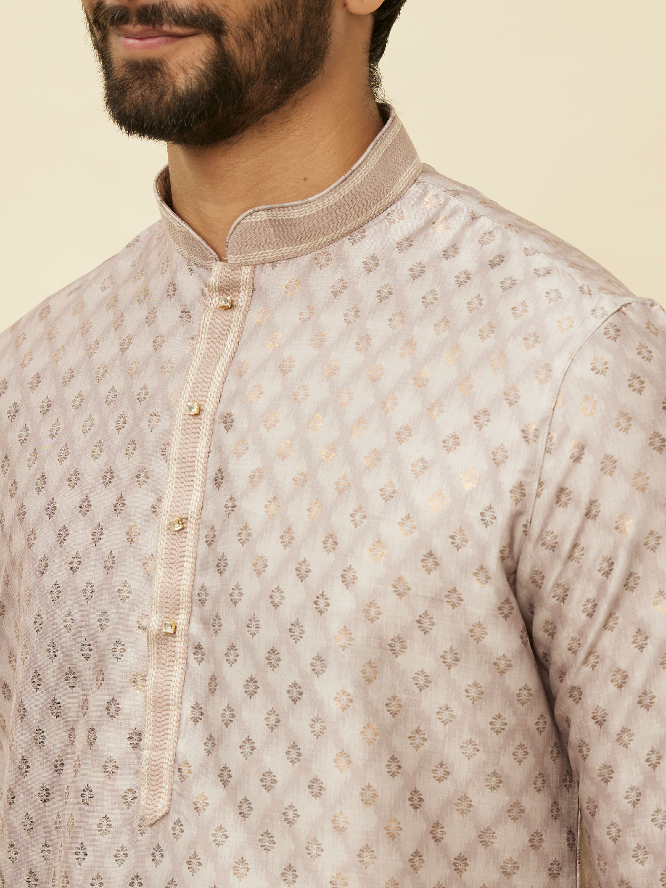 Manyavar Men Lilac Buta Printed Kurta Set