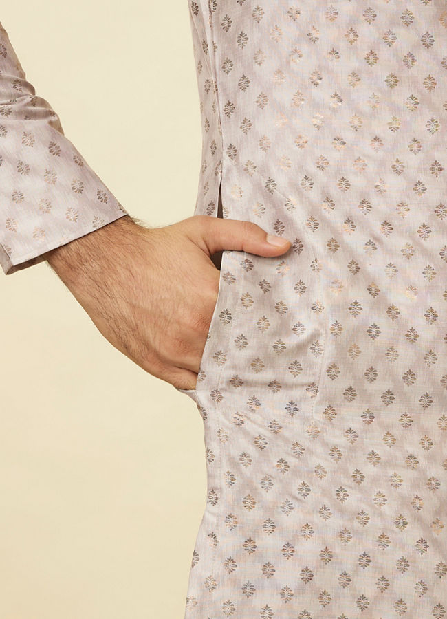 Manyavar Men Lilac Buta Printed Kurta Set