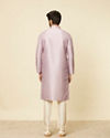 Manyavar Men Dusty Pink Grid Patterned Kurta Set