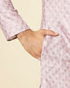 Manyavar Men Dusty Pink Grid Patterned Kurta Set