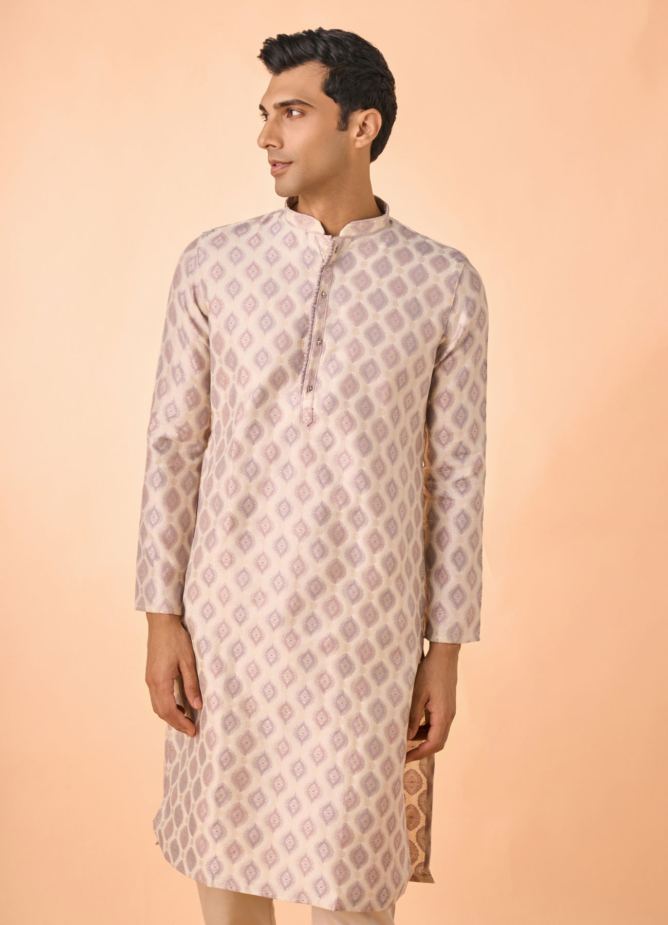 Manyavar Men Regal Cream Brocade Kurta Pajama