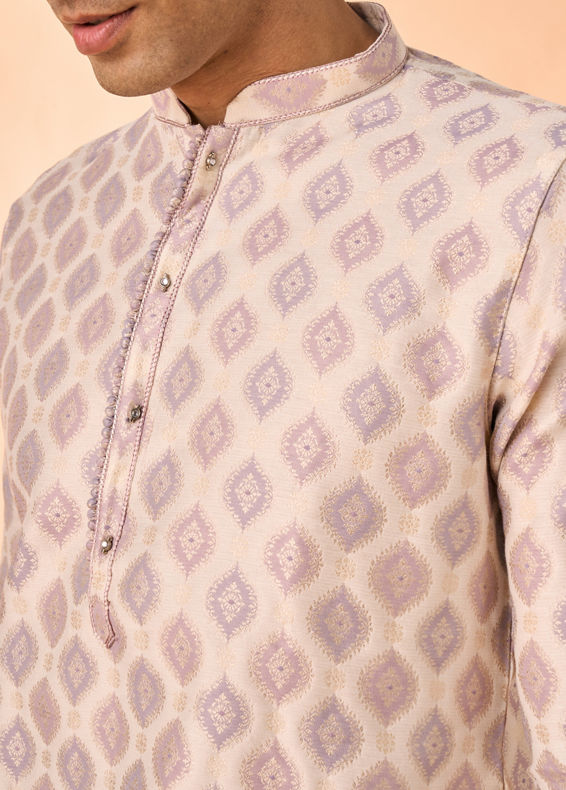 Manyavar Men Regal Cream Brocade Kurta Pajama