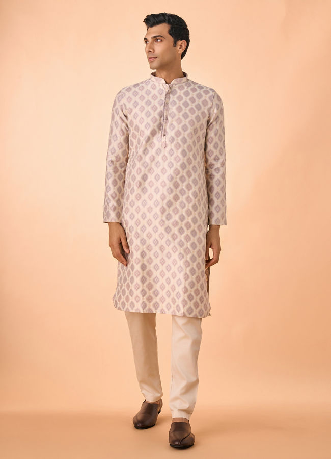 Manyavar Men Regal Cream Brocade Kurta Pajama