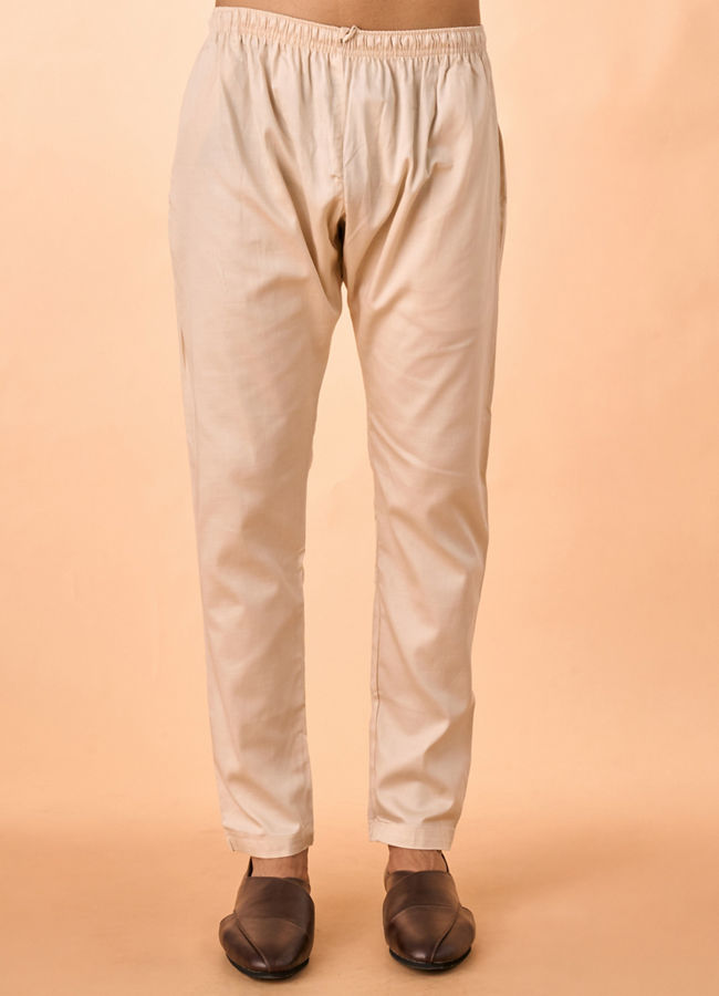 Manyavar Men Regal Cream Brocade Kurta Pajama