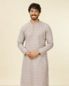 Beige Pink Chikankari Kurta Set