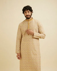 Manyavar Men Fawn Chikankari Kurta Set