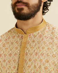 Manyavar Men Fawn Chikankari Kurta Set