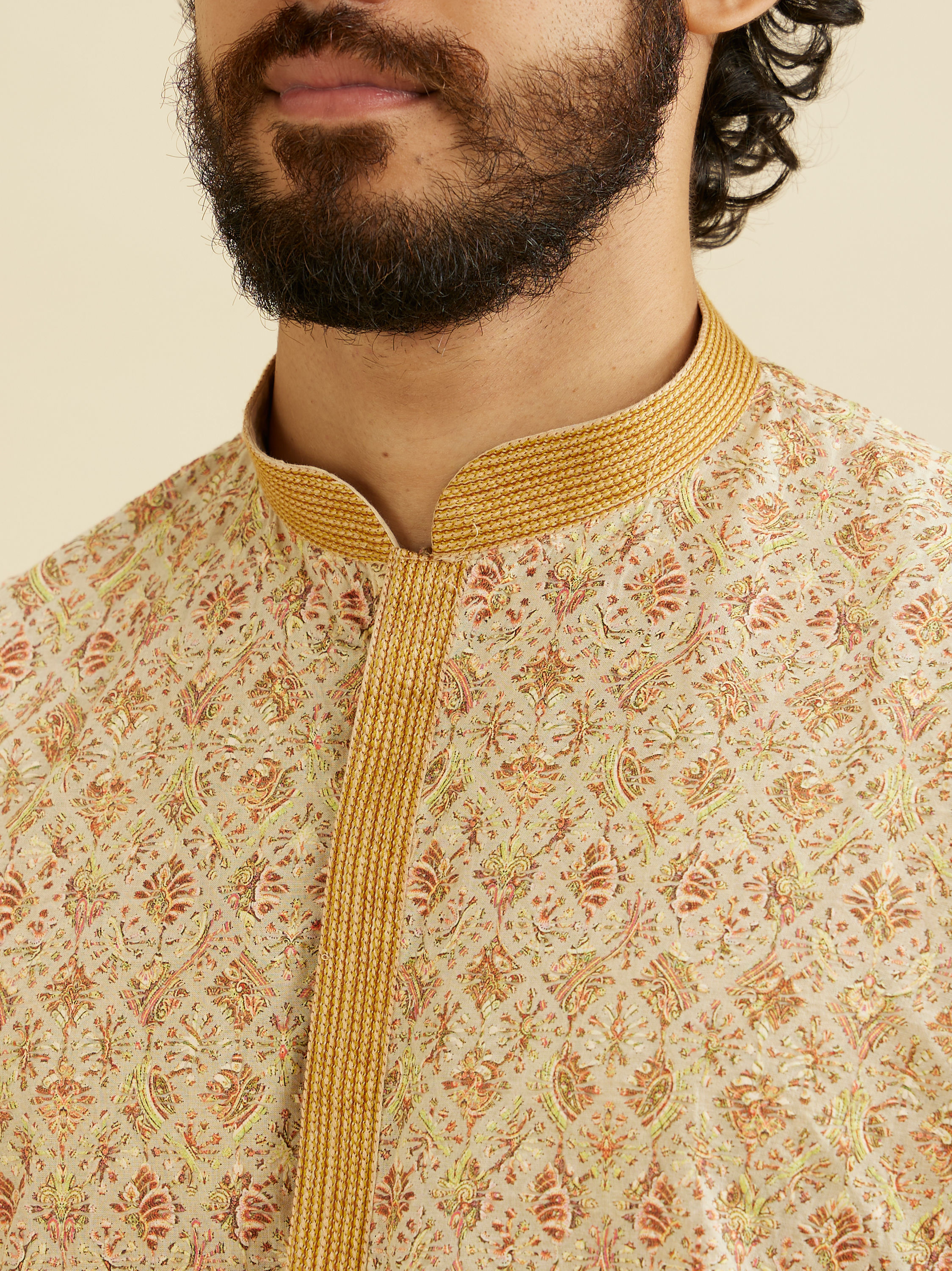 Manyavar Men Fawn Chikankari Kurta Set