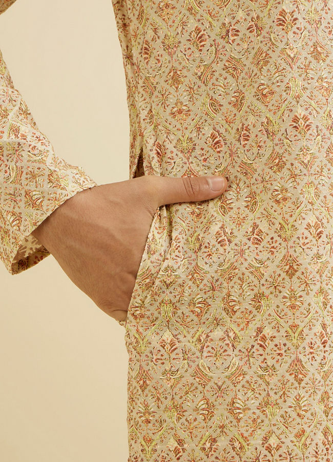 Manyavar Men Fawn Chikankari Kurta Set