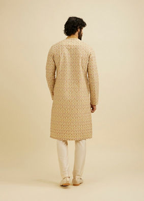 Manyavar Men Fawn Chikankari Kurta Set image number 5