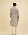 Manyavar Men Dolphin Grey Chikankari Kurta Set