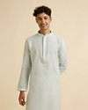 Manyavar Men Light Blue Dotted Print Self Patterned Kurta Set image number 0