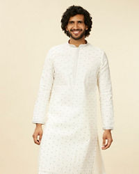 Manyavar Men Warm White Light Grey Kurta Set