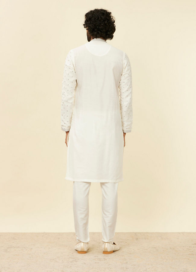 Manyavar Men Warm White Light Grey Kurta Set