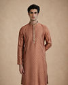Manyavar Men Brown Blended Viscose Kurta Pajama with Print