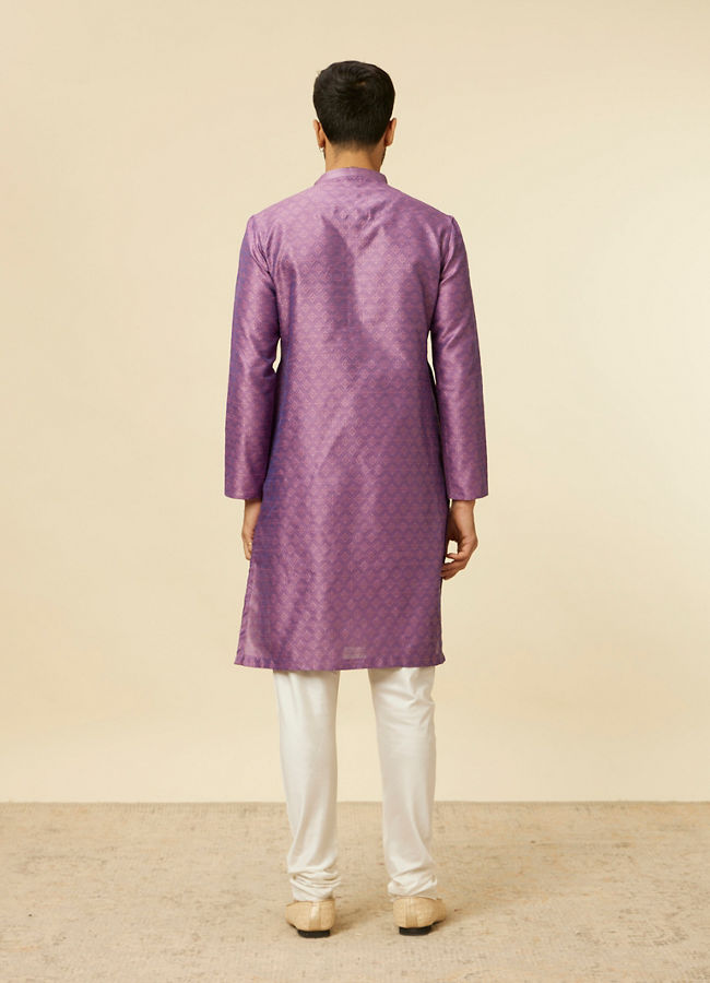 Manyavar Men Purple Buta Diamond Patterned Kurta Set
