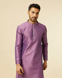 Manyavar Men Purple Buta Diamond Patterned Kurta Set