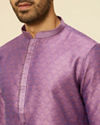 alt message - Manyavar Men Purple Buta Diamond Patterned Kurta Set image number 1