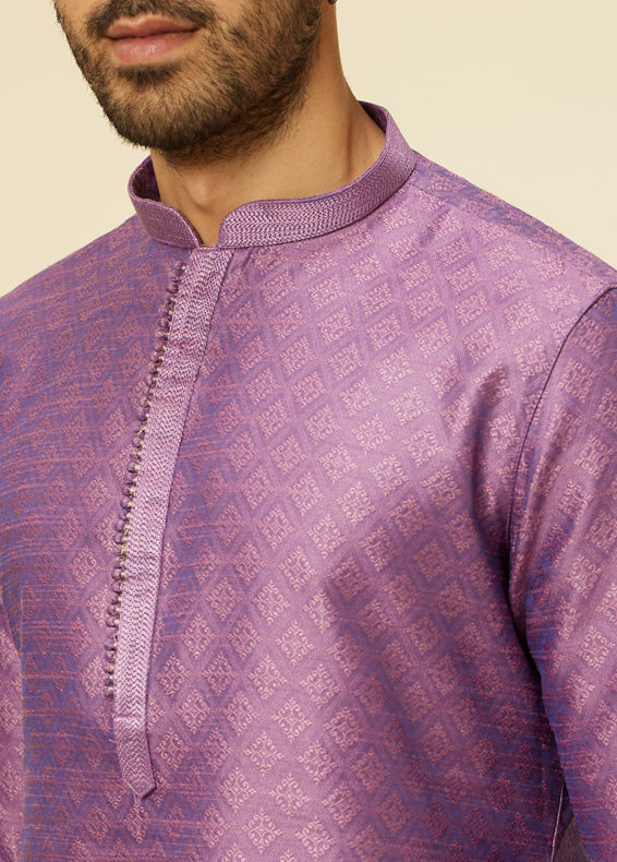 Manyavar Men Purple Buta Diamond Patterned Kurta Set