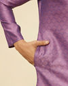 alt message - Manyavar Men Purple Buta Diamond Patterned Kurta Set image number 3