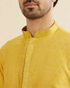 Manyavar Men Mustard Yellow Buta Diamond Patterned Kurta Set