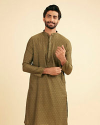 Manyavar Men Olive Green Splendor Kurta Pajama