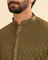 Manyavar Men Olive Green Splendor Kurta Pajama