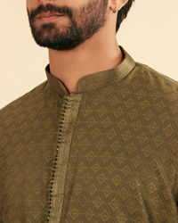 Manyavar Men Olive Green Splendor Kurta Pajama