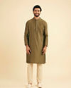 Manyavar Men Olive Green Splendor Kurta Pajama