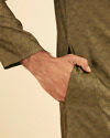 Manyavar Men Olive Green Splendor Kurta Pajama