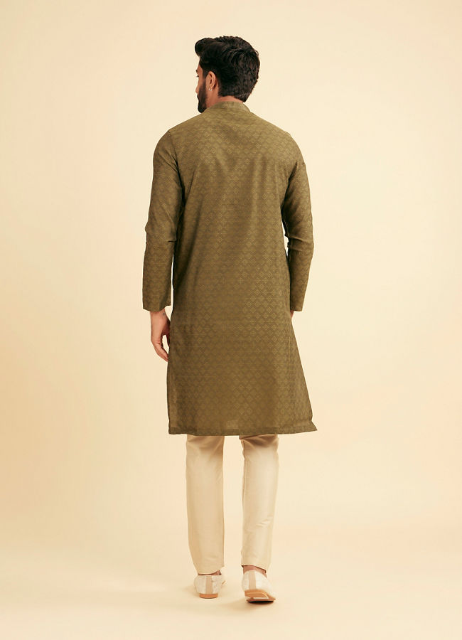 Manyavar Men Olive Green Splendor Kurta Pajama