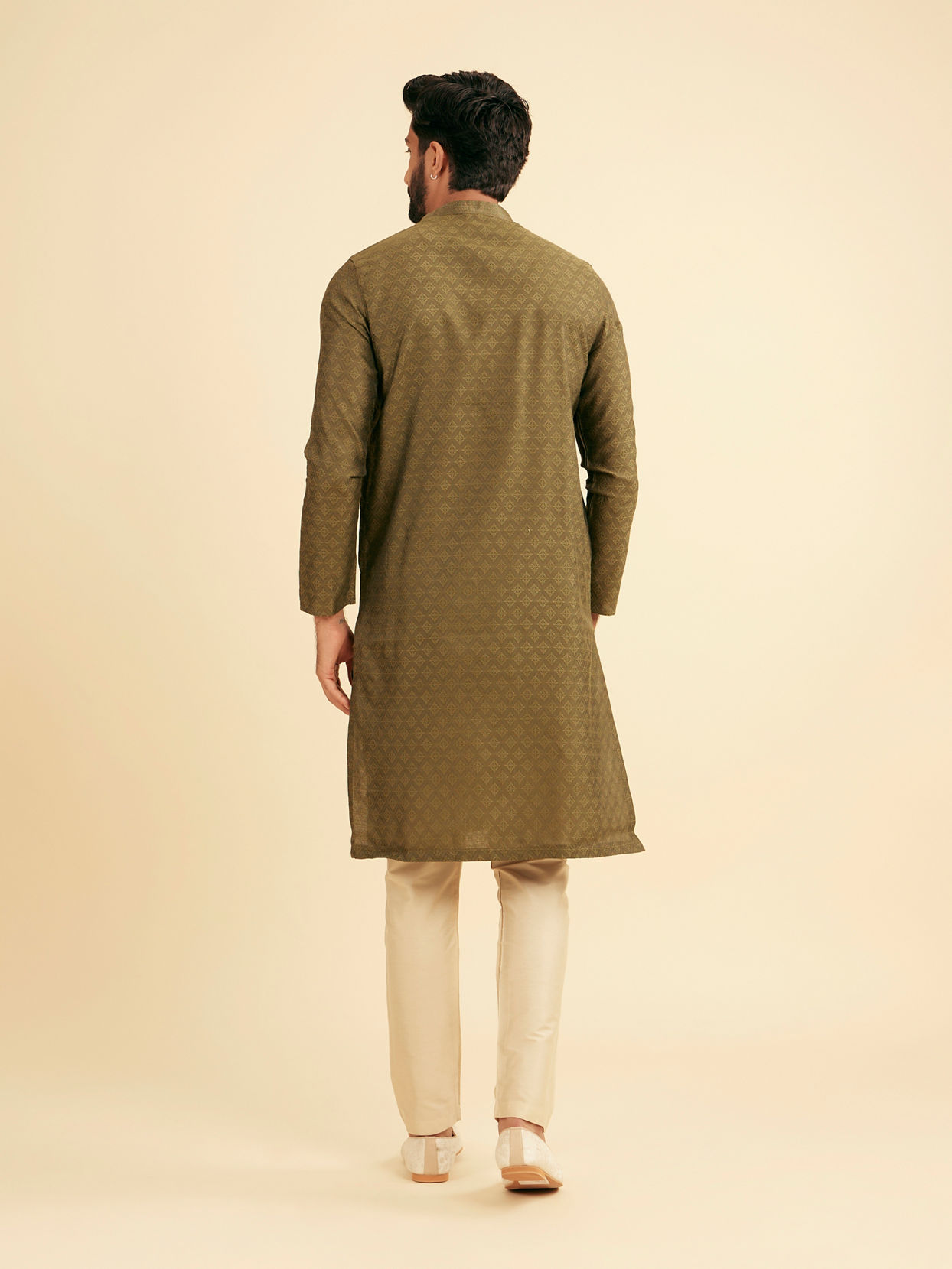 Manyavar Men Olive Green Splendor Kurta Pajama
