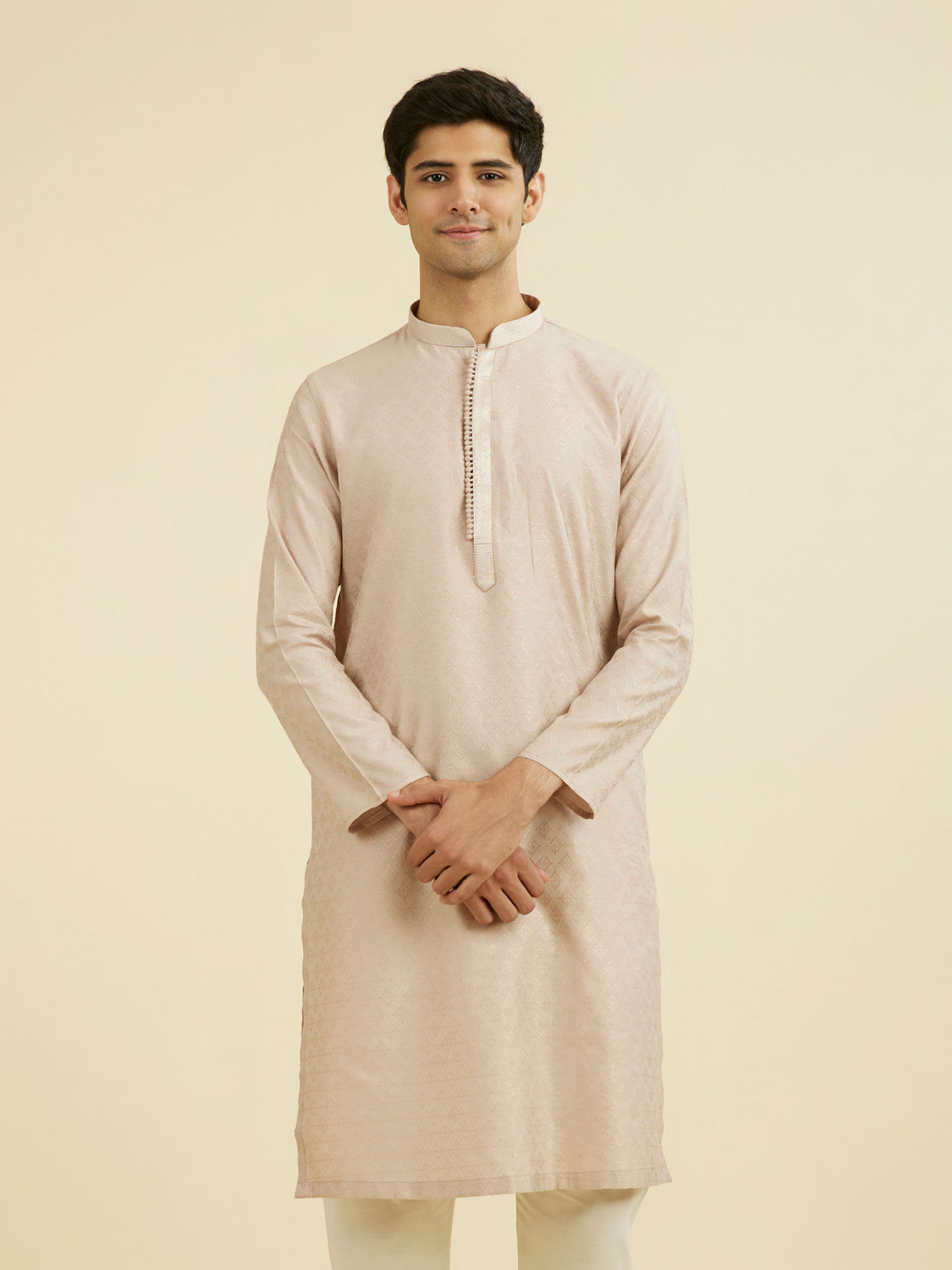 Manyavar Men Beige Elegance Kurta Pajama