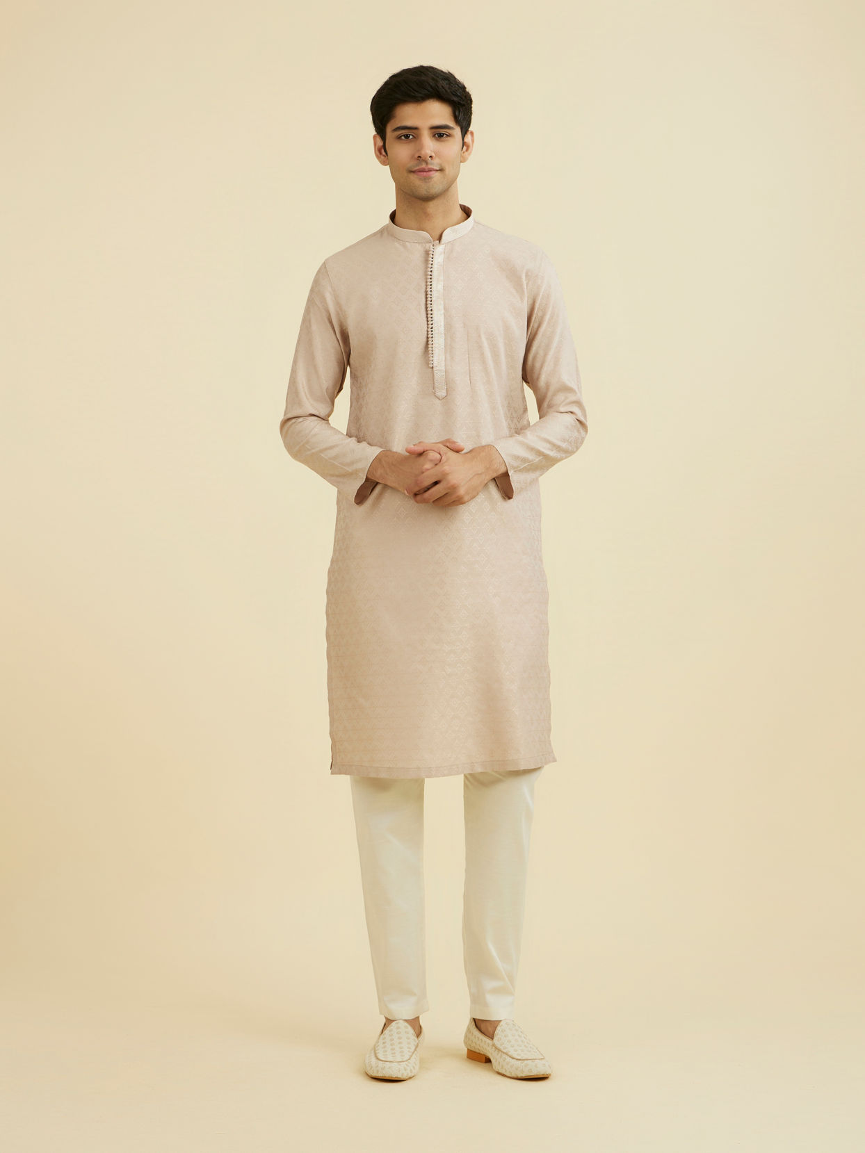 Manyavar Men Beige Elegance Kurta Pajama